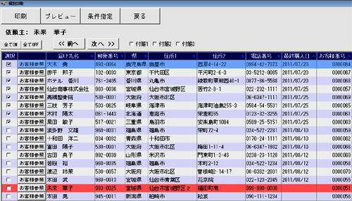 個別注文書サンプル画面